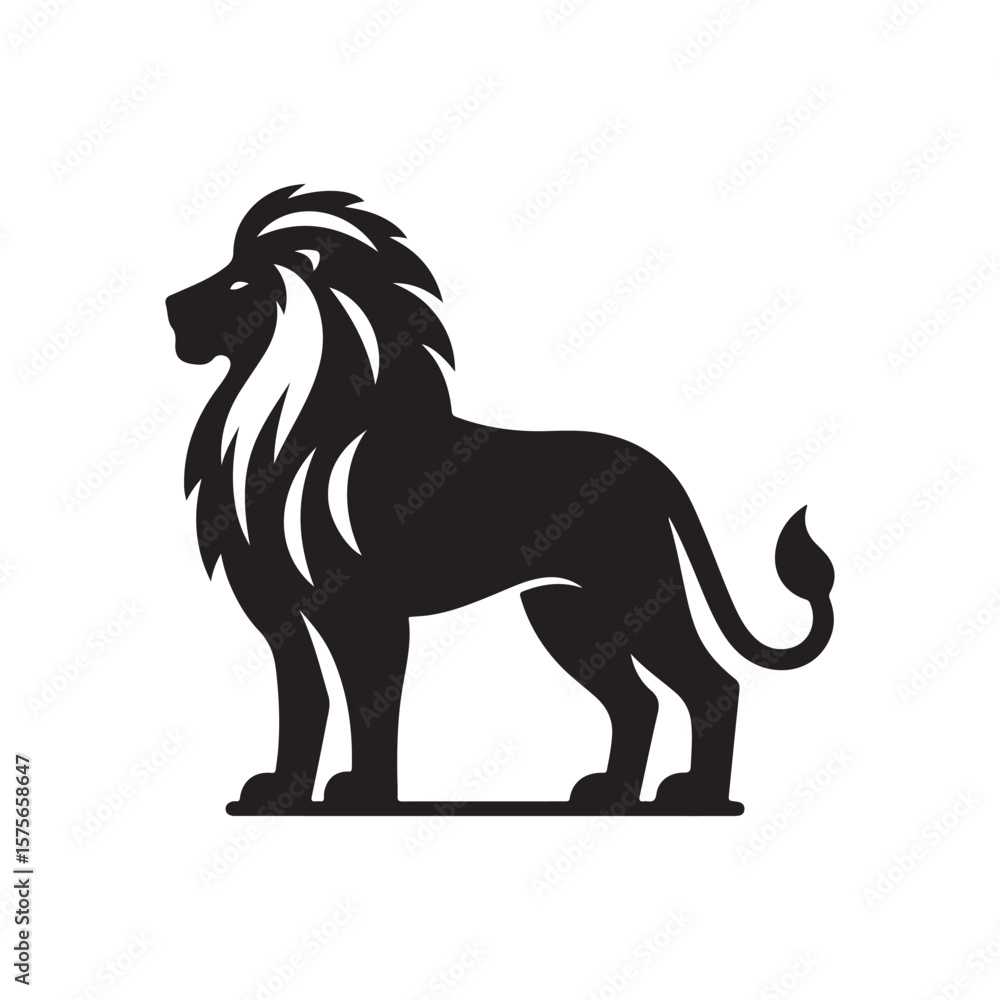 Obraz premium lion vector silhouette clip art logo design illustration. roaring head face collections.