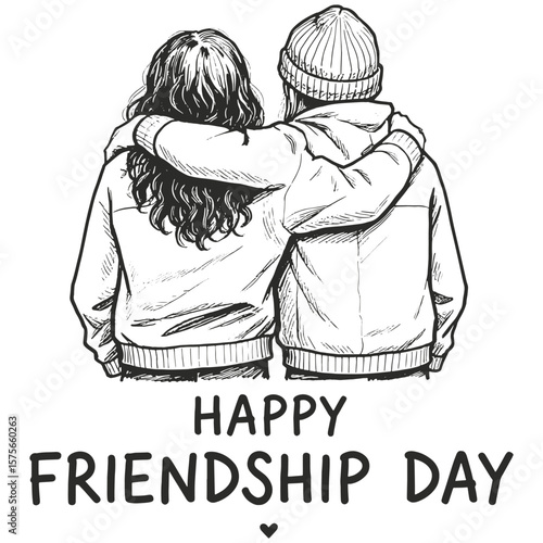 Best Friends Forever Hand Drawn Illustration of Girls Celebrating Friendship