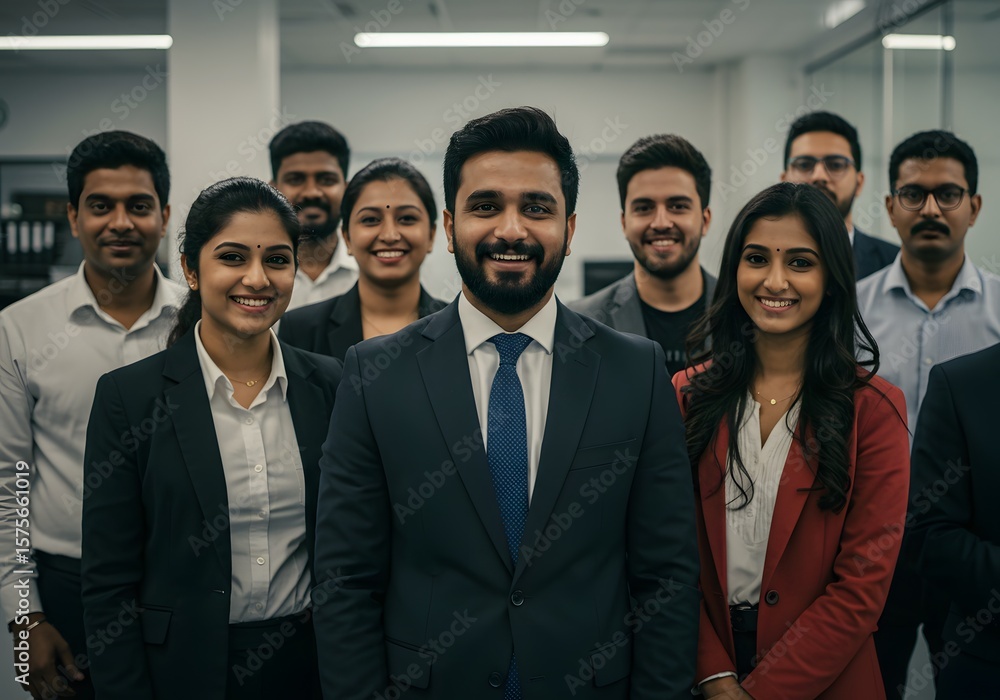 Diverse Team of Professionals Smiling in Office - Business Success, Corporate, Collaboration. Diverse Team of Professionals Smiling in Office - Business Success, Corporate, Collaboration.