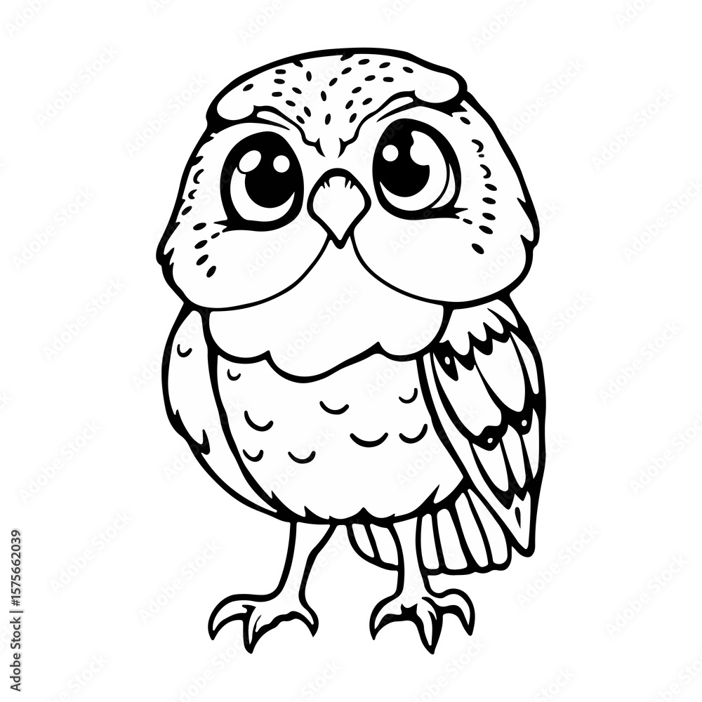 Fototapeta premium Cute owl sketch vector illustration isolated on white background ai generated