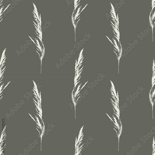 Pattern with twigs of meadow grass Calamagrostis acutiflora. Vector illustration