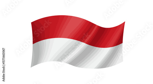 Waving Indonesian flag with red and white horizontal bands