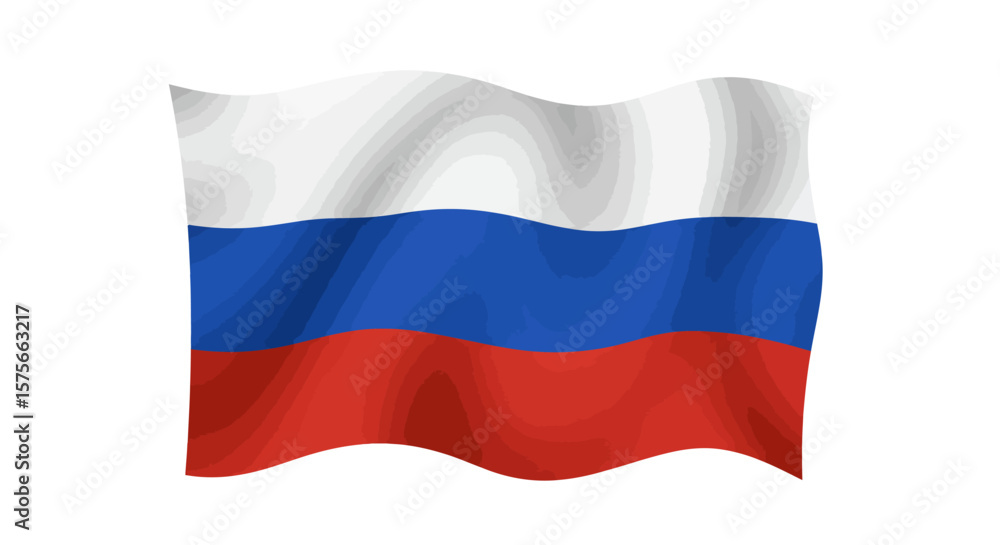 Fototapeta premium Waving Russian flag with white blue and red stripes