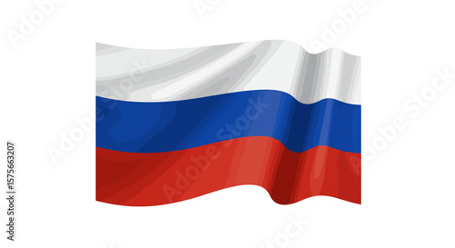 A waving Russian flag against a white background
