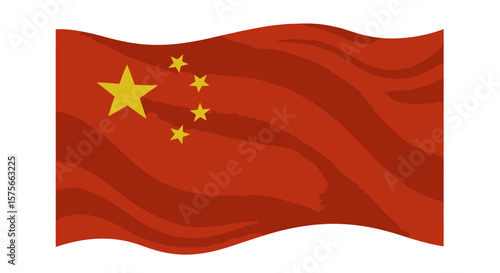 The flag of China is red with five yellow stars
