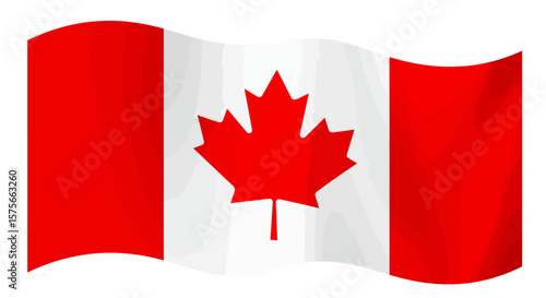 Waving Canadian flag with red maple leaf