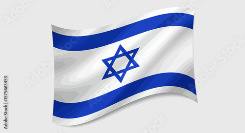 Waving flag of Israel with Star of David