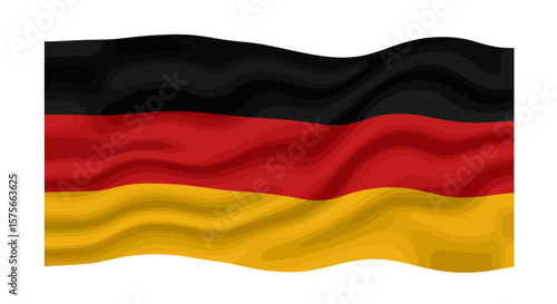 Waving German flag with horizontal black red and gold bands