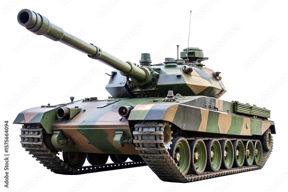 Photo of a powerful military tank with camouflage paint, isolated on a transparent background Photo of a powerful military tank with camouflage paint, isolated on a transparent background