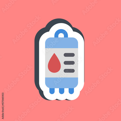 Sticker blood bag. Health and medical ecements.