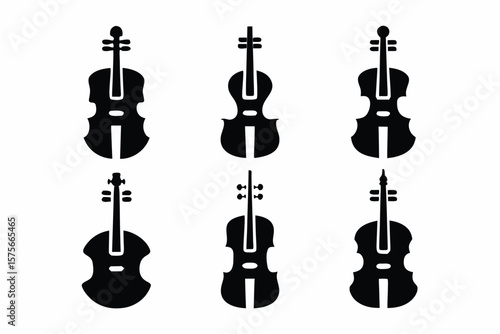 set of Cello icon silhouette vector illustration