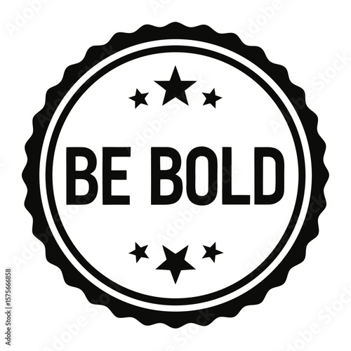 Bold black text on a white rounded circular badge design element