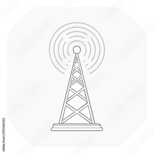 Communication Antenna Broadcasting Wireless Signal Outline Icon Radio Tower Mast