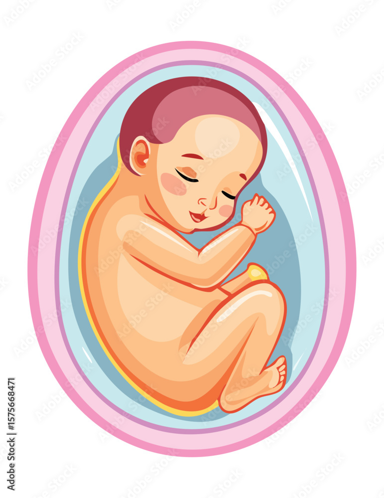 Orange Fetus Curled Up in Womb Art Orange Fetus Curled Up in Womb Art