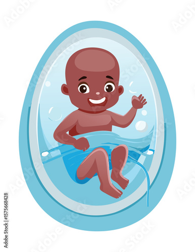 Smiling Dark Skinned Fetus in Womb