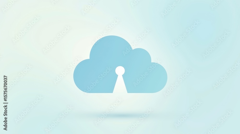Cloud security icon with keyhole symbol on blue background representing data protection and cloud access Cloud security icon with keyhole symbol on blue background representing data protection and cloud access