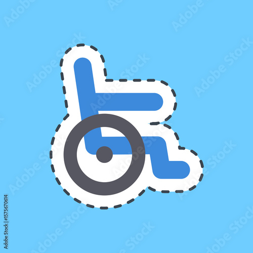 Cutting line sticker wheel chair. Health and medical ecements.