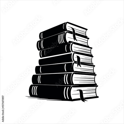 stack of books on black