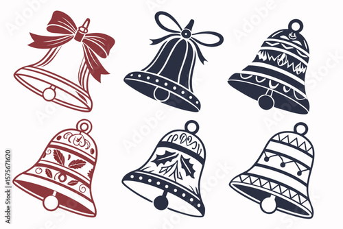 set of Christmas Bell silhouette vector illustration