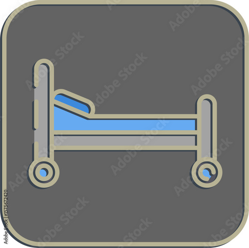 Icon bed. Medical elements. Icon in embossed style.
