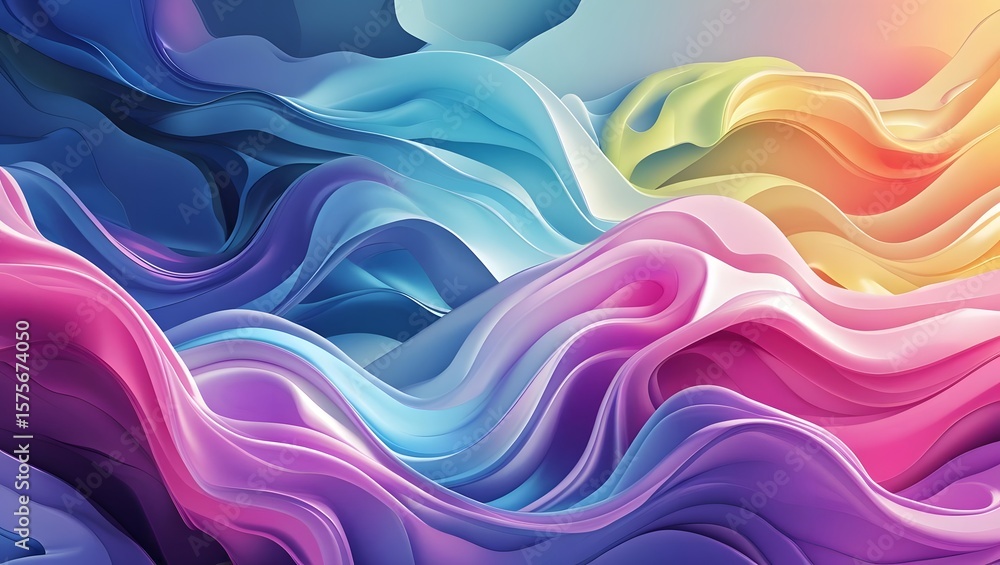 Obraz premium Colorful Abstract Flowing Waves Background with Smooth Gradient Texture Design