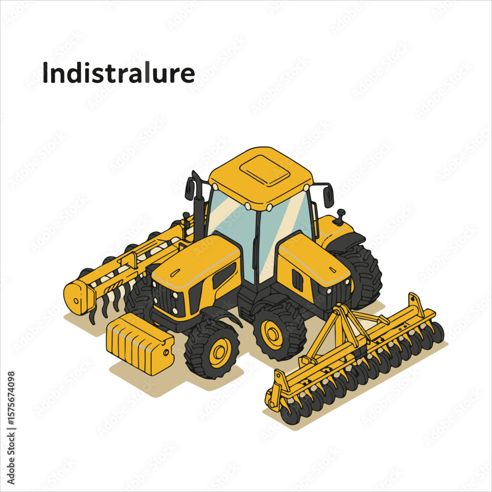 Obraz premium yellow bulldozer excavator vector