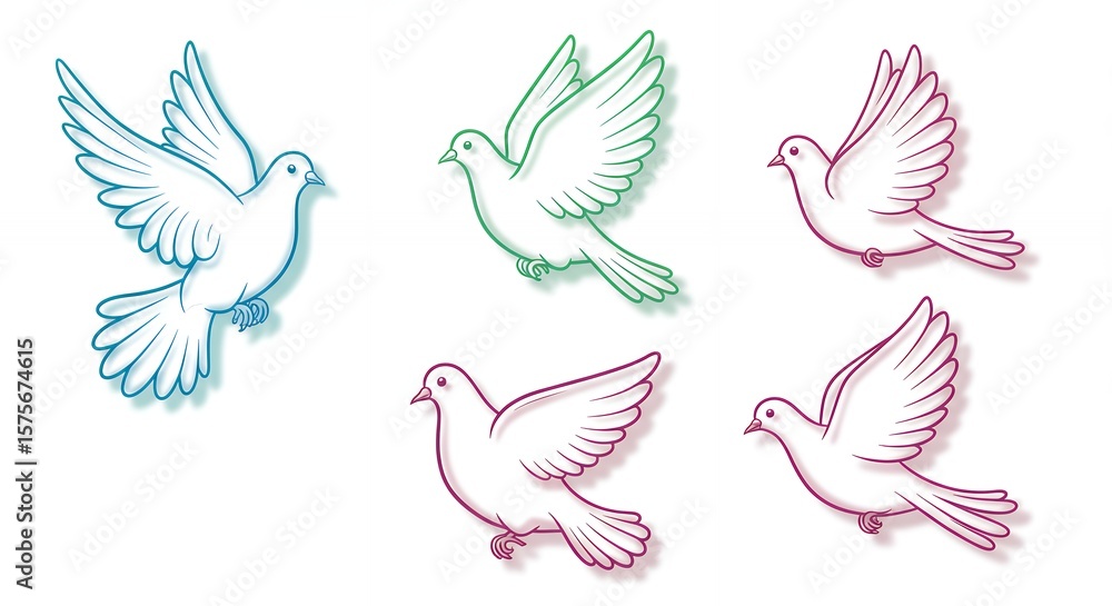 Obraz premium Four white doves in flight design