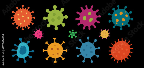 Cartoon Virus Collection in Flat Vector Style