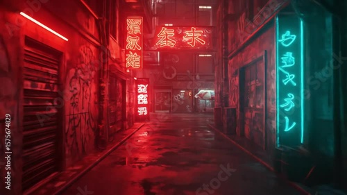 Neon alleyway scene night