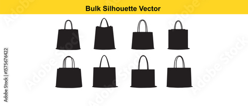 Bulk Silhouette Vector of Shopping Bags in Black and White Design