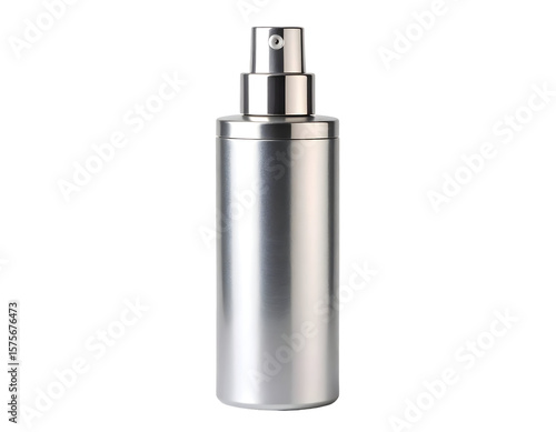 Silver spray bottle on black background