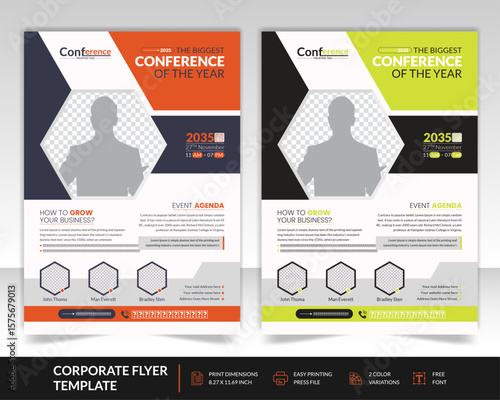 Professional business conference flyer design for company seminar or forum
