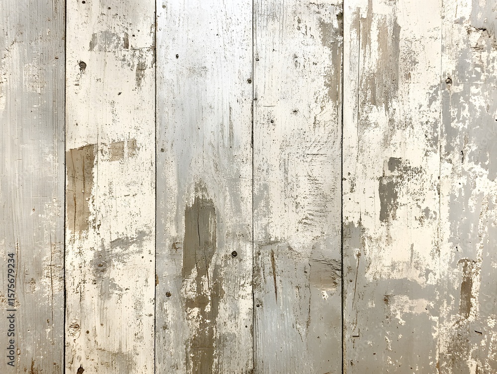 Obraz premium Distressed Whitewashed Wooden Planks Background Texture
