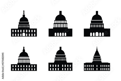 set of Congress Washington icon  silhouette vector illustration