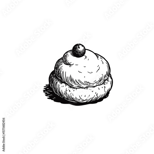 Cream puff illustrated on transparent background shows sweet dessert. Cream puff displays pastry with filling and topping, delicious and airy.