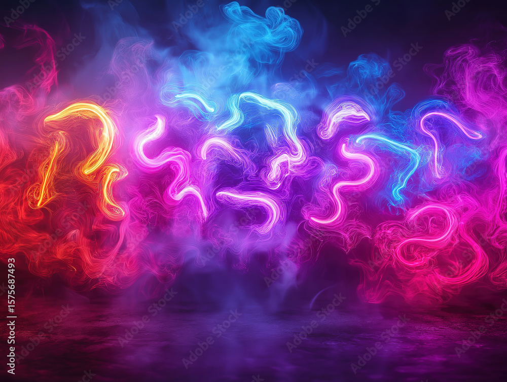 Fototapeta premium Abstract Color Mist with Brilliant Glowing Alphabets