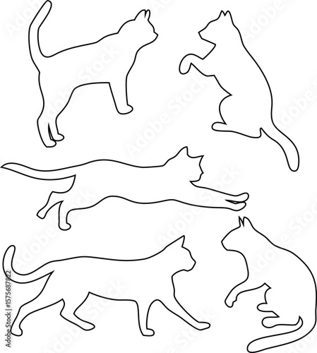 Simple and elegant black cat outline vector icon set, loved by pet owners and designers alike.
