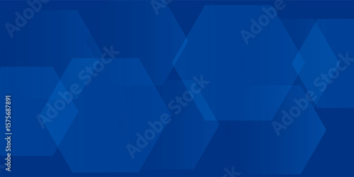 Modern abstract blue background with glowing geometric lines. Blue gradient hexagon shape design.