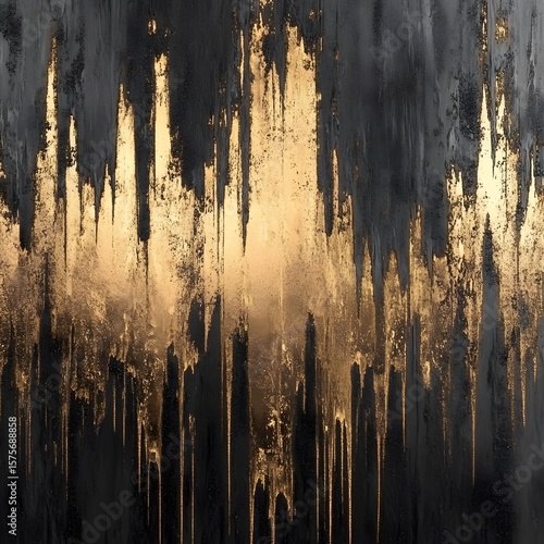 Abstract Gold Black Dripping Paint Texture Background