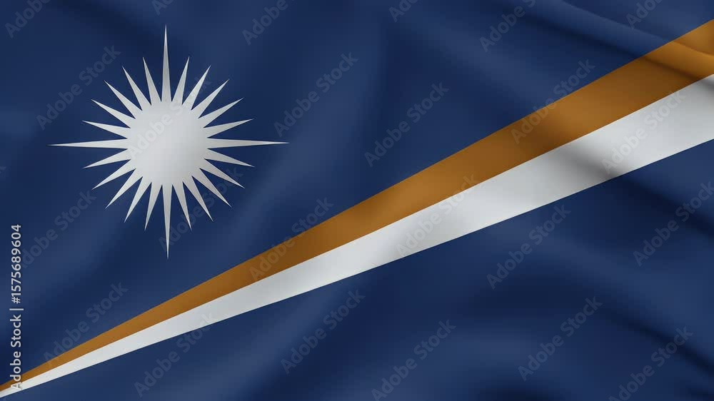 4K animation of the Marshall Islands flag waving, suitable for national events, presentations, and cultural displays. Can be used for backgrounds and educational content.