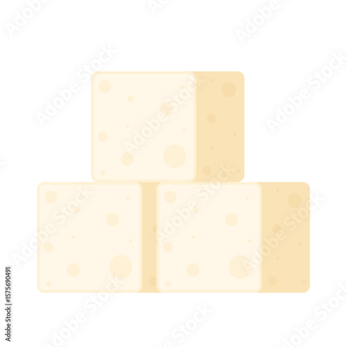 White Tofu vector. Tofu cartoon style isolated on white background. Vegetarian nutrition, healthy food.
