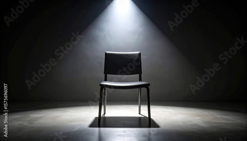 Empty chair under spotlight