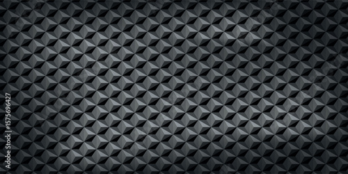 Modern triangular abstract geometric black background of triangular volumetric elements of different random size.