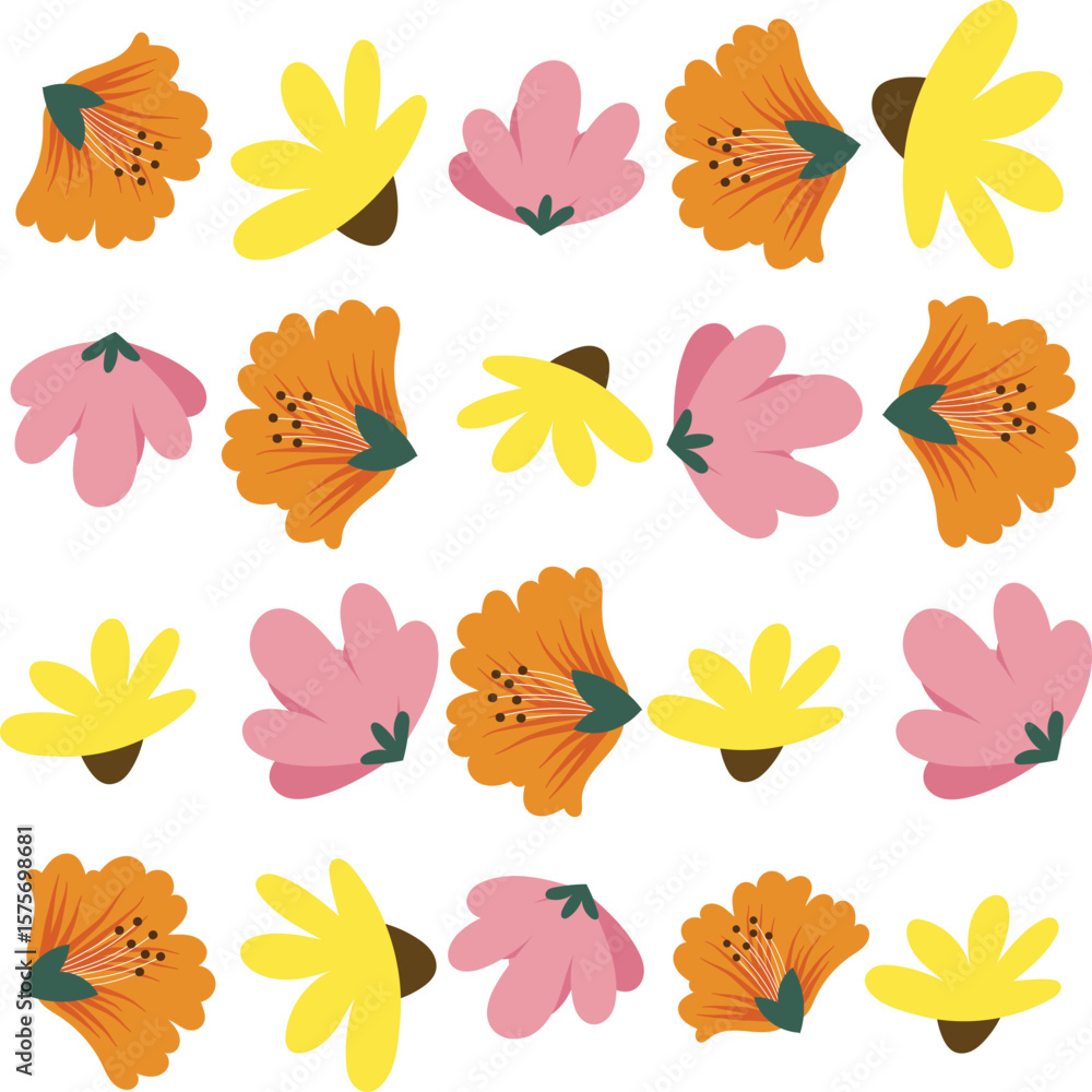 Florar Pattern. Abstract Floral Background Design with Artistic Botanical Elements Florar Pattern. Abstract Floral Background Design with Artistic Botanical Elements
