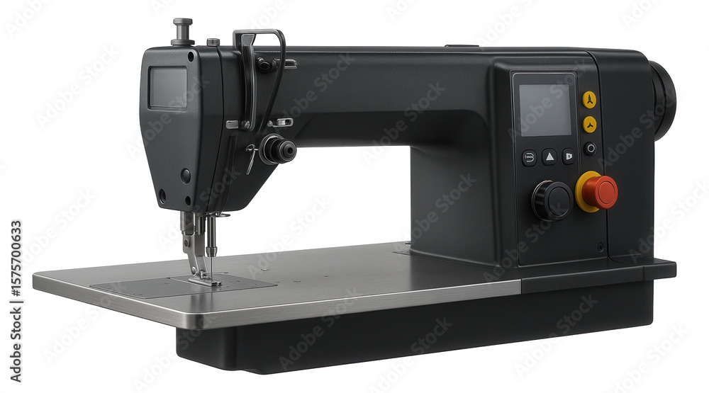 Fototapeta premium Programmable pattern sewing machine with a large sewing area for automotive upholstery production.