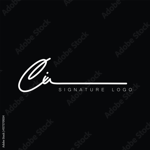 CI Handwritten initial letter, CI simple signature vector CI logo , CI beauty logo , CI photography letter logo design.
