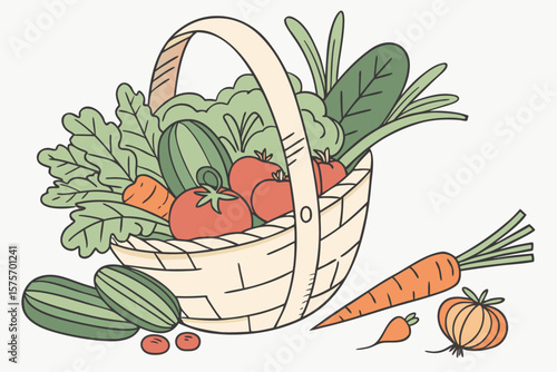 Vibrant illustration of fresh organic vegetables in a colorful arrangement