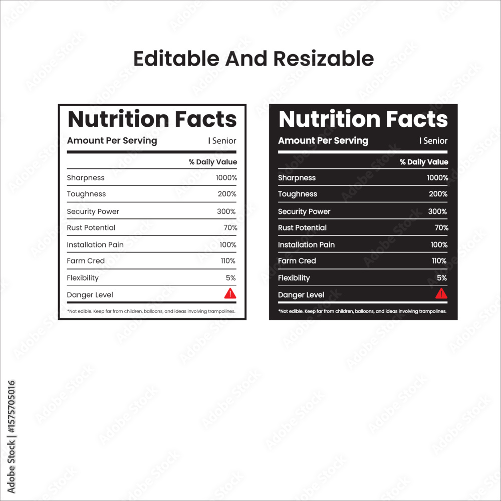 Obraz premium nutrition fact tarkata, nutrition label maker, key nutrients electrolyte powder