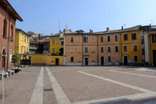 Obraz na plátně Piazza Monsignor Dughera, the main square of Mortara, Pavia, Italy