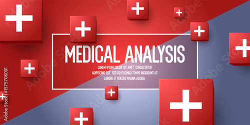 Abstract illustration, poster for medical analysis. Minimalistic and beautiful background for Medicine and health maintenance. Blood donation. Poster for medical services. Abstract background.